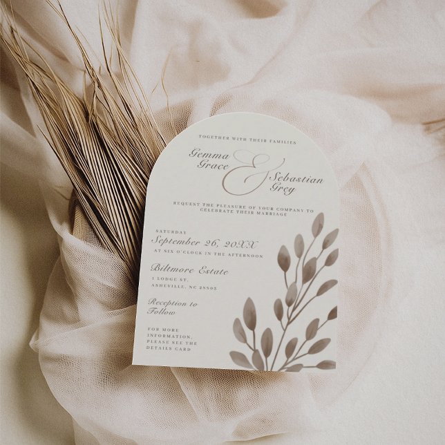 Invitation Arc Mariage botanique d'automne d'ivoire et de cen (Créateur téléchargé)