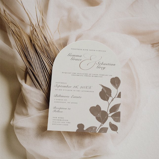 Invitation Arc Mariage botanique d'automne d'ivoire et de cen (Créateur téléchargé)
