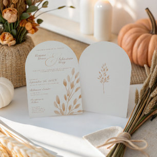 Invitation Arc Mariage de automne élégant en ivoire et en ter