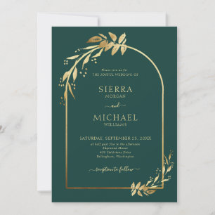 Invitation Arc Mariage Emerald Green Gold Eucalyptus