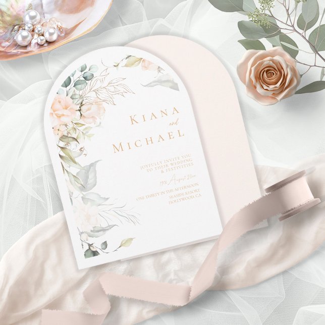 Invitation Arc Mariage Pearl Blush Floral ID989 (Créateur téléchargé)