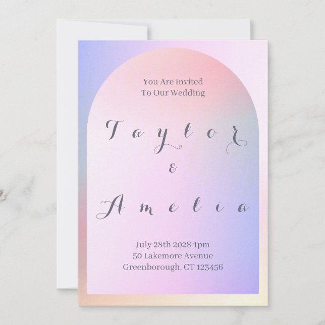 Invitation Arc mariage rose Lilac Ombre (Devant)
