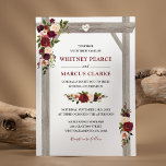 Invitation Arc Mariage Rustique Burgundy Blush Floral Boho<br><div class="desc">Invitations mariage de automne d'automne avec un arrière - plan blanc chic et classe qui peut être changé à n'importe quelle couleur, un burgundy élégant, marsala rouge & bleu aquarelle présentation florale sur une arche mariage en bois rustique, un coeur sculpté avec les initiales des couples, et un modèle d'invitation...</div>