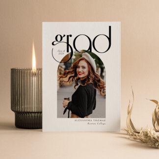 Invitation Arc minimaliste Moderne Simple 5 Photo Graduation