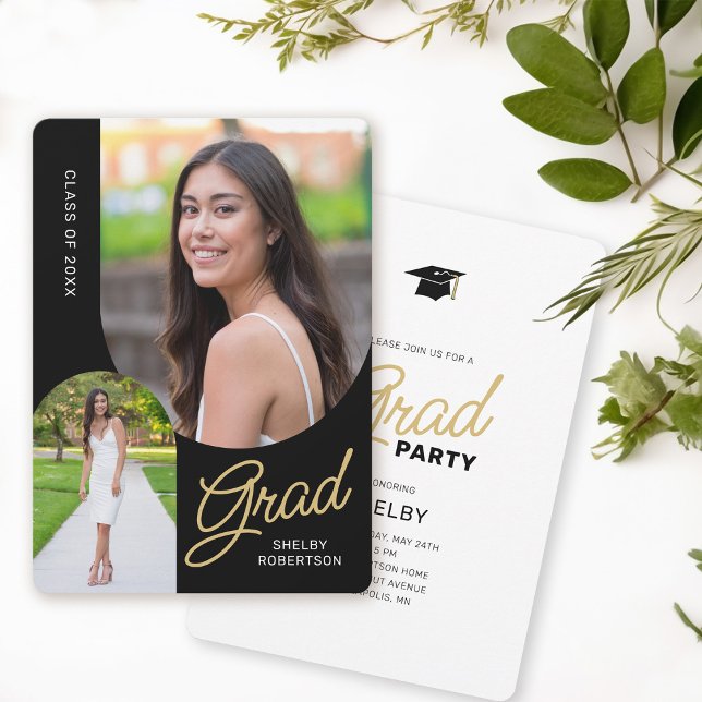 Invitation Arc moderne 2 Photo Grad Party (Créateur téléchargé)