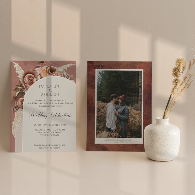 Invitation Arc moderne BOHO Aquarelle Florale Pampas Grass (Créateur téléchargé)