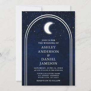 Invitation Arc moderne Céleste Lune étoiles Mariage