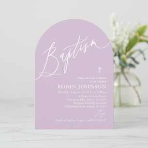Invitation Arc moderne Dusty Croix violet Baby Girl Baptism