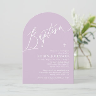 Invitation Arc moderne Dusty Croix violet Baby Girl Baptism