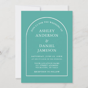 Invitation Arc moderne élégant Mariage Turquoise
