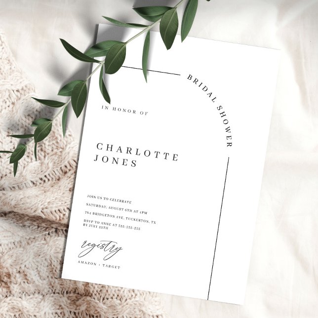 Invitation Arc moderne Fête des mariées noir et blanc Invitat (Créateur téléchargé)