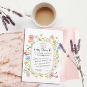 Invitation Arc moderne Fleur sauvage Floral Bees Tea Party Gi