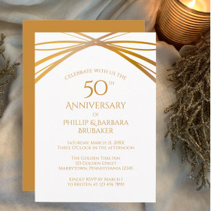 Invitation Arc moderne Golden 50e anniversaire Mariage