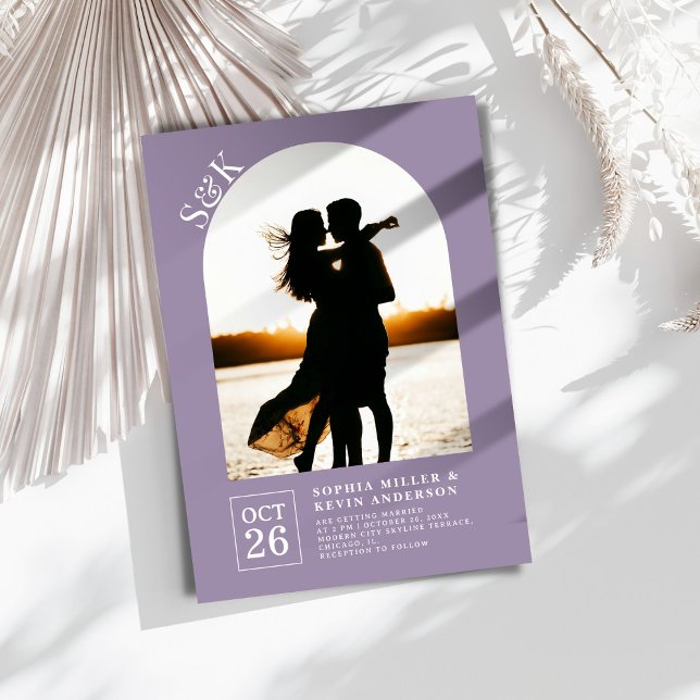 Invitation Arc moderne I Photo I Amethyst Fumée I Mariage (Créateur téléchargé)