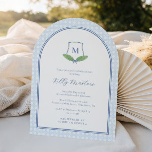 Invitation Arc moderne intemporel Monogramme bébé garçon douc