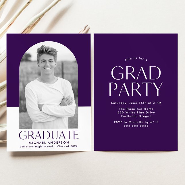 Invitation Arc moderne Purple Color Block Graduation Party (Créateur téléchargé)