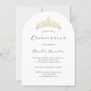 Invitation Arc moderne simple et élégant Tiara Quinceanera