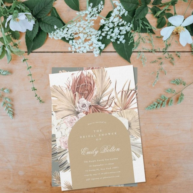Invitation Arc naturel simple et élégant Floral Pampas Boho (Créateur téléchargé)