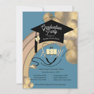 Invitation Arc Neutre Boho Moderne Bleu Infirmière Grad Party