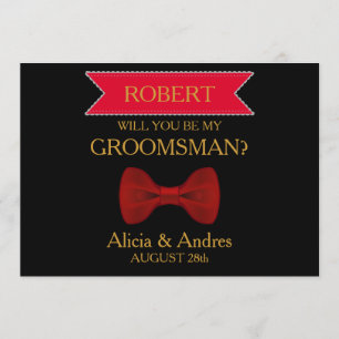 Invitation Arc noir et rouge serez-vous mon Groomsman ?