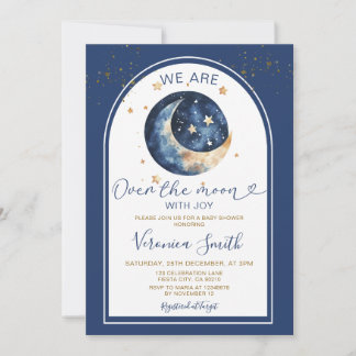 Invitation Arc Nous sommes sur la lune avec baby shower de jo