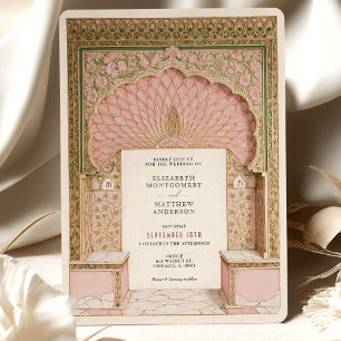 Invitation Arc Orné de Mariage Indien Rose et Or Romantique