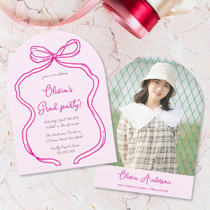 Invitation Arc Photo à main levée rose pour fête de fin d'étu