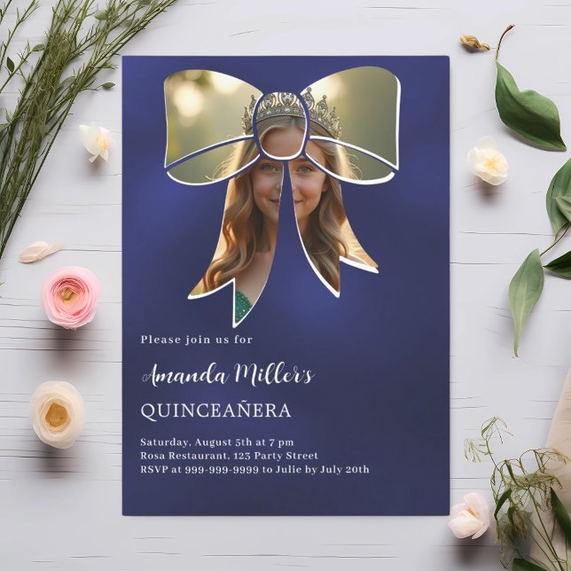 Invitation Arc photo bleu marine Quinceanera (Créateur téléchargé)