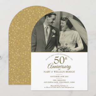 Invitation Arc photo Mariage du 50e anniversaire Gold Hearts