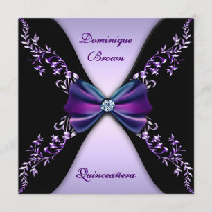 Invitation Arc pourpre élégant Quinceanera de diamant noir