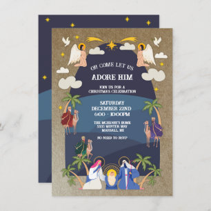 Invitation Arc religieux Noël Nativité Scene Party Invi