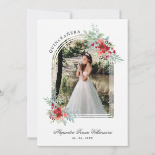 Invitation Arc romantique espagnol Quinceañera photo Floral