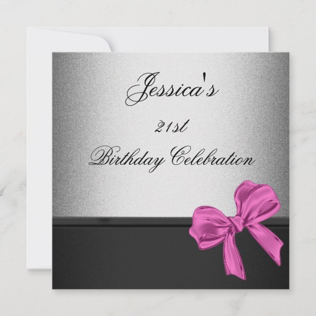 Invitation Arc rose argenté noir 2 de 21ème anniversaire (Devant)