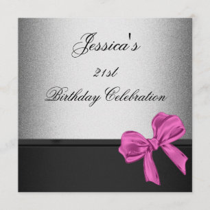 Invitation Arc rose argenté noir 2 de 21ème anniversaire