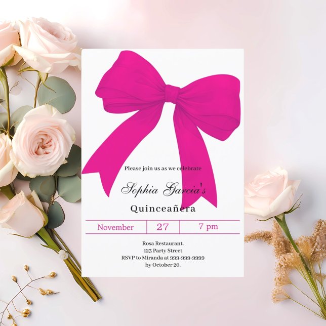 Invitation Arc rose chaud moderne Quinceanera (Créateur téléchargé)