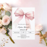 Invitation Arc rose élégant Sweet 16<br><div class="desc">Un arrière - plan blanc,  décoré d'un grand arc rose. Personnalisez et ajoutez un nom et des détails du parti.</div>