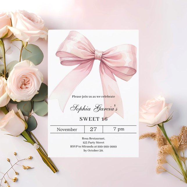 Invitation Arc rose élégant Sweet 16 (Créateur téléchargé)