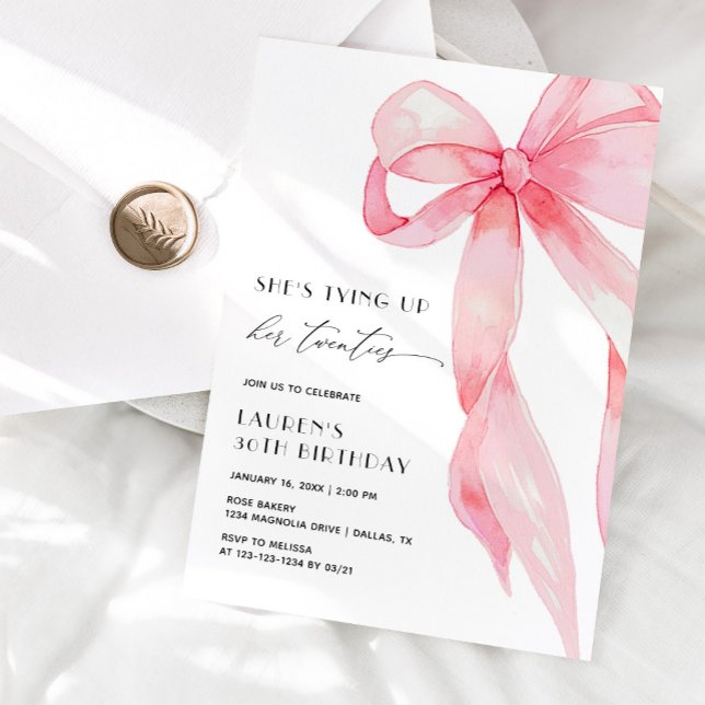 Invitation Arc rose Elle noue ses vingts ans 30e anniversaire (Créateur téléchargé)
