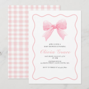 Invitation Arc rose et en vichy baby shower préppant