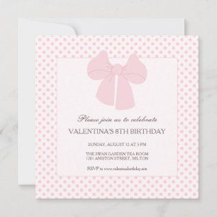 Invitation Arc rose filles pois anniversaire