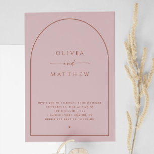 Invitation Arc rose pâle pastel minimaliste mariage QR