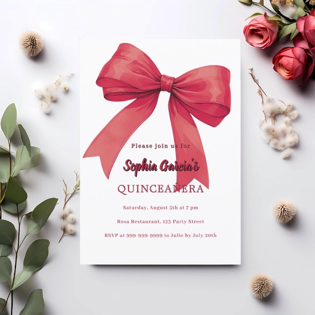 Invitation Arc rouge blanc Quinceanera (Créateur téléchargé)