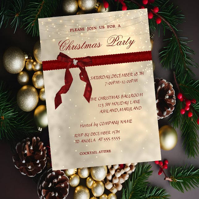 Invitation Arc Rouge Brillant, Soirée de Noël d'entreprise (Créateur téléchargé)