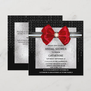 Invitation Arc rouge noir diamant shimmer chic glam