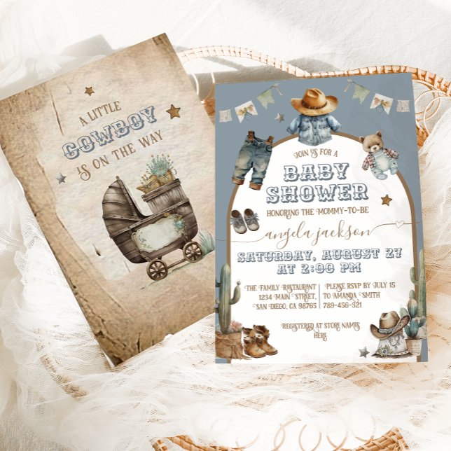 Invitation Arc Rustique Boho Wild West Blue Boy Baby shower (Créateur téléchargé)