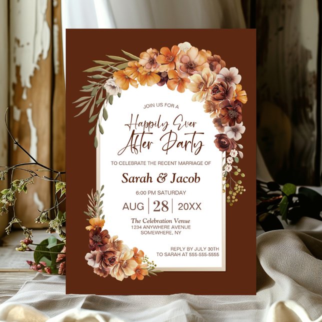 Invitation Arc Rustique Floral En Terracotta Mariage après la (Créateur téléchargé)