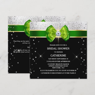 Invitation Arc vert noir élégant brillant argent