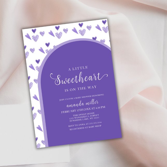 Invitation Arc violet Valentine Little Baby shower de l'amour (Purple Arch Valentine Little Sweetheat Baby Shower Invitation)