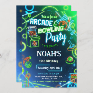 Invitation Arcade Bowling lueur fête d'anniversaire