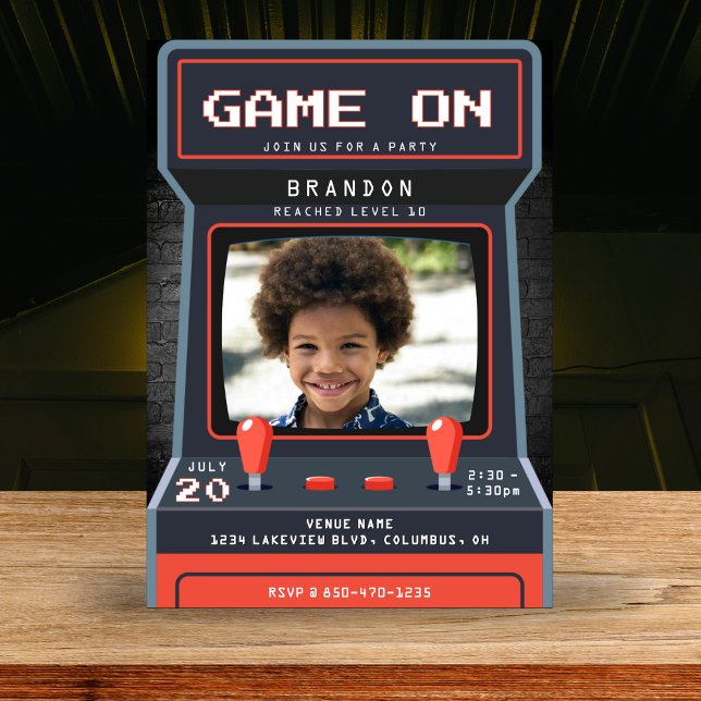 Invitation Arcade Game Photo 10th Birthday Party (Arcade Game Photo 10th Birthday Party Invitation
)